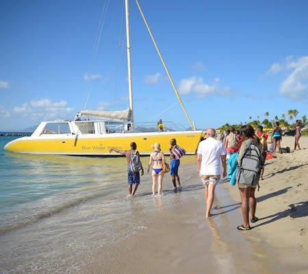 Catamaran tour at Pinney's Beach